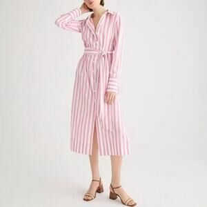 J. Crew Shirt Dress Midi Preppy Nautical Coastal Beach Pool CoverUp - Size 6
